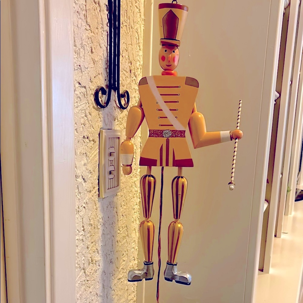 Vintage 21” hand Painted Jumping Wooden Toy Soldier